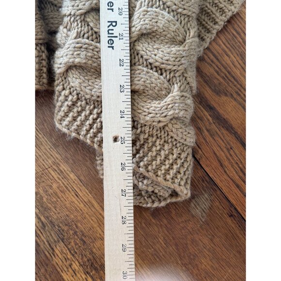 Cocogio Poncho Sweater OS Chunky Cable Knit  Camel Beige Made In Italy - Picture 4 of 5